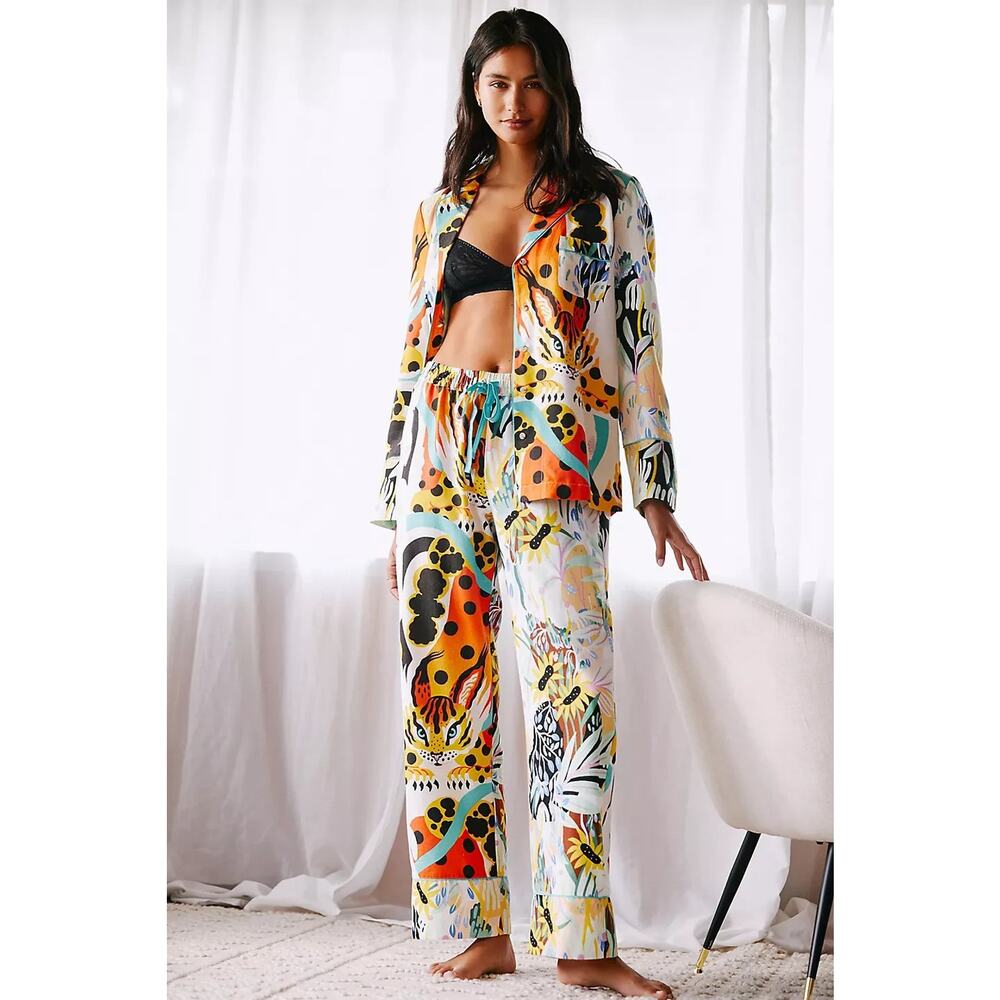 Marcos Navarro x Anthropologie Jungle Safari Flannel Sleep PJ Pants Tiger Medium - Picture 11 of 11